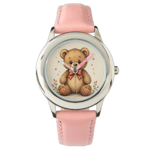 Cute adorable little brown bear with tie watch