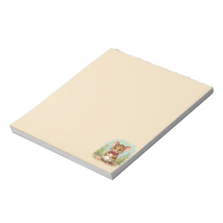 Cute adorable little mouse with tie notepad