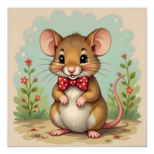 Cute adorable little mouse with tie poster (Front)