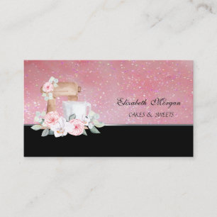 Cute Adorable Mixer Flowers Bakery  Business Card