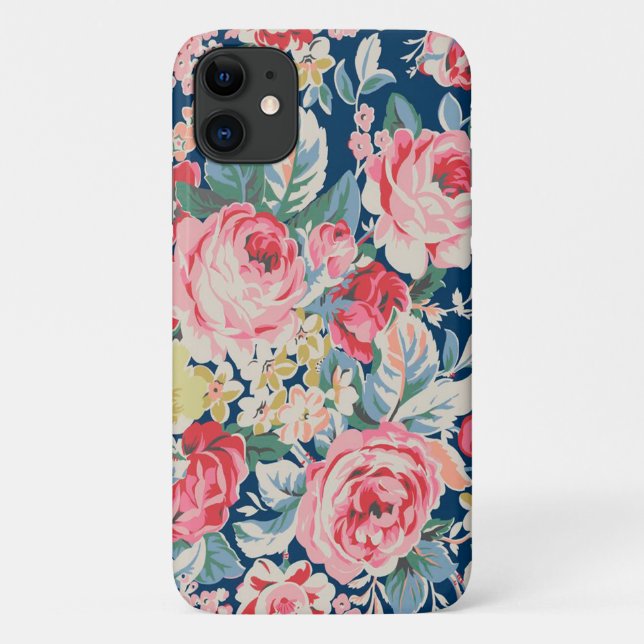 Cute Adorable Modern Blooming Flowers Case-Mate iPhone Case (Back)