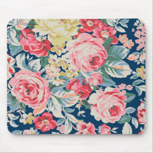 Cute Adorable Modern Blooming Flowers Mouse Mat