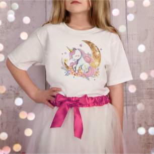 Cute adorable modern rainbow magical pink Unicorn  T-Shirt