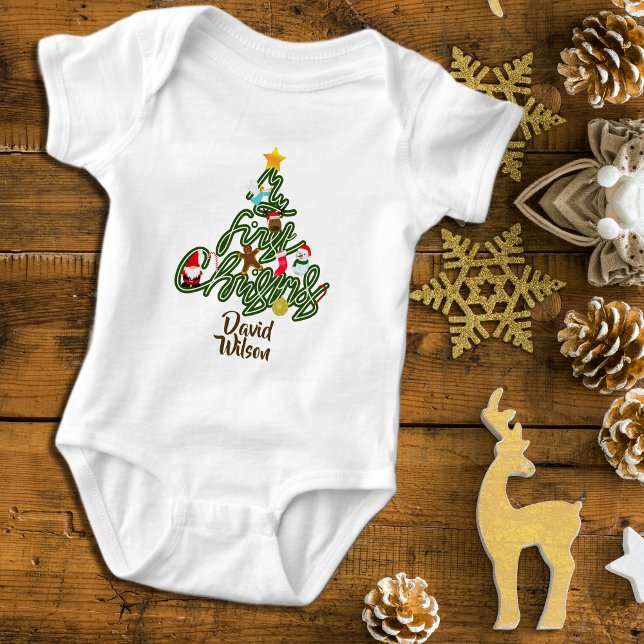 Cute Adorable My First Christmas Tree Baby Bodysuit (Creator Uploaded)