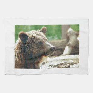 Cute Adorable Nature Bear Animal Face Eyes Tea Towel