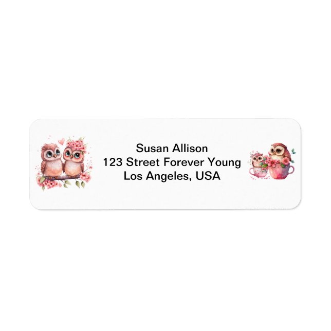 Cute Adorable Owl Return Address (Front)