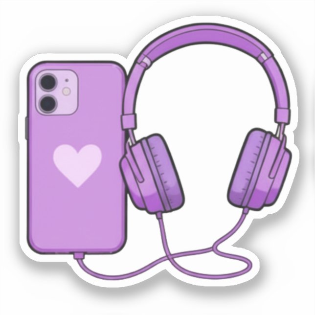 Cute & Adorable Phone & Headphone Stickers – Fun,  (Front)