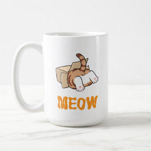 Cute Adorable Playful Cat Cardboard Funny Loveable Coffee Mug