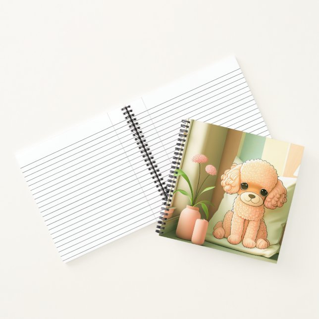 Cute Adorable Poodle Dog Puppy Artwork | Notebook (Inside)