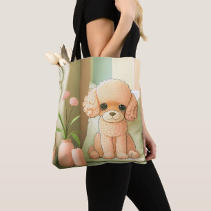 Cute Adorable Poodle Dog Puppy Artwork   Tote Bag