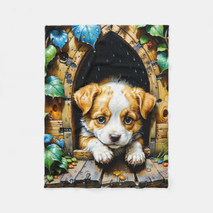 Cute Adorable Puppy  Fleece Blanket