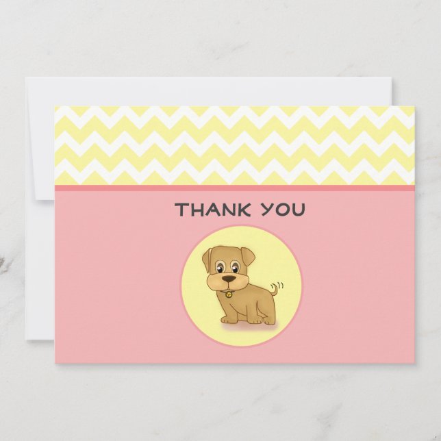 Cute Adorable Puppy Pink Cream Thank You Card (Front)