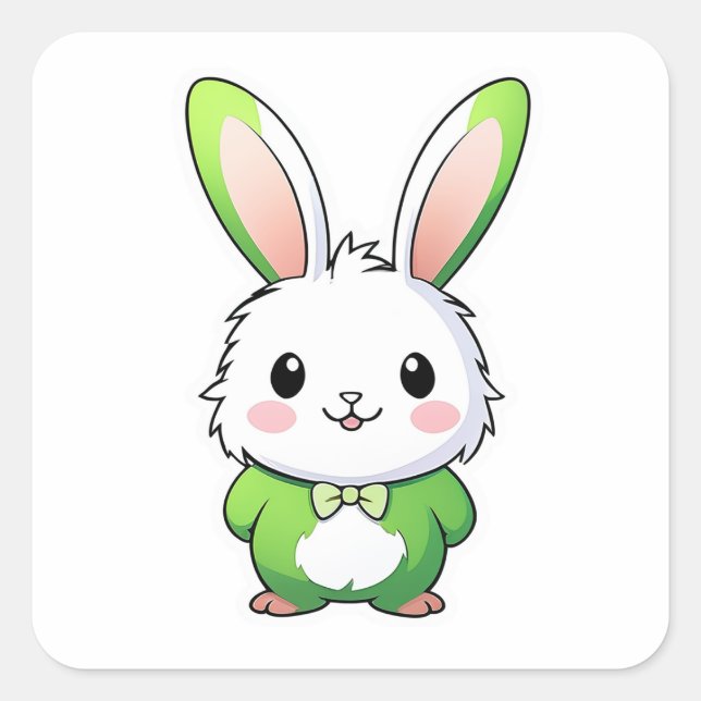 Cute Adorable rabbit animal Square Sticker (Front)