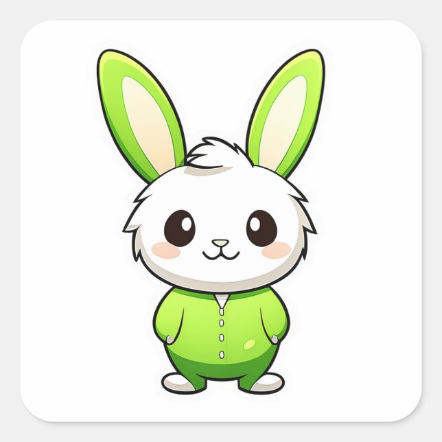 Cute Adorable rabbit animal Square Sticker (Front)