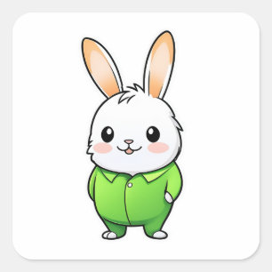 Cute Adorable rabbit animal Square Sticker