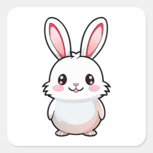 Cute Adorable rabbit animal Square Sticker