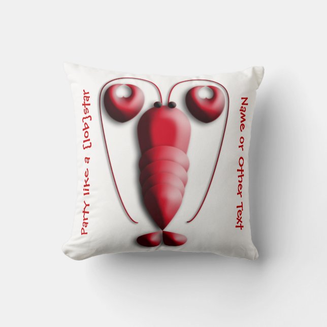 Cute Adorable Red Lobster Heart-Shaped Pincers Cushion (Front)
