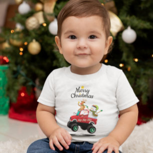 Cute Adorable Santa Claus, Snowman and Reindeer Baby T-Shirt