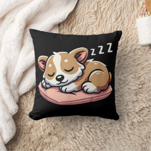Cute Adorable Sleeping Animal Lovers Welsh Corgi P Cushion