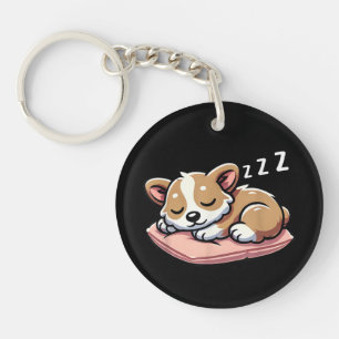 Cute Adorable Sleeping Animal Lovers Welsh Corgi P Key Ring