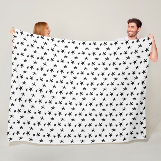 Cute Adorable Stars Black on Any Custom Colour Fleece Blanket (In Situ)
