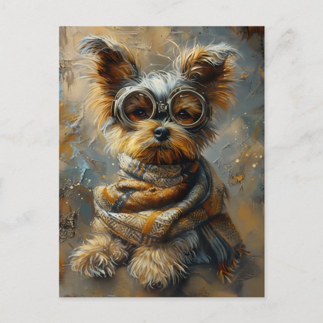 Cute Adorable Steampunk Yorkshire Terrier Dog 163 Postcard (Front)
