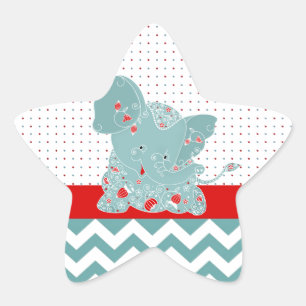 Cute adorable trendy flowers baby elephant star sticker
