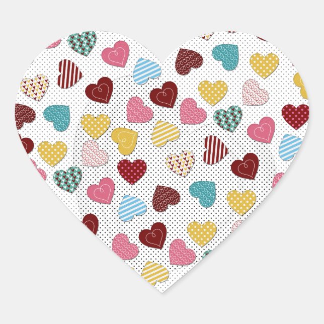 Cute adorable trendy hearts pattern heart sticker (Front)