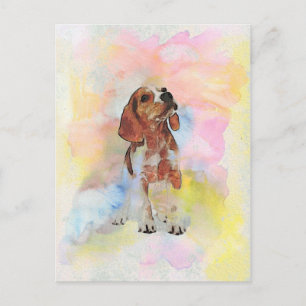 Cute adorable trendy puppy animal dog watercolours postcard