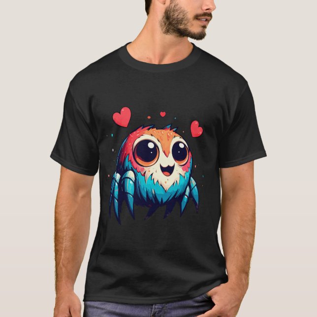 Cute Adorable Valentine Jumping Spider T-Shirt (Front)