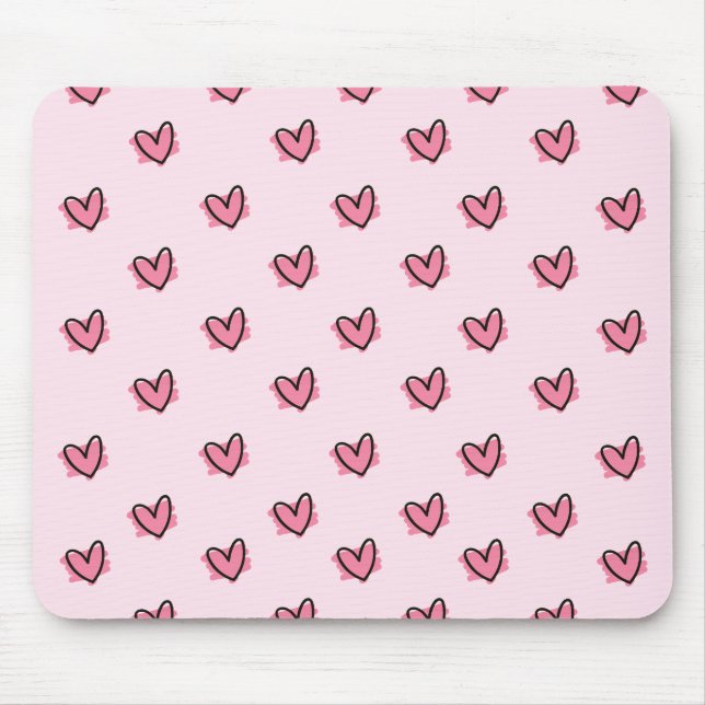 Cute Adorable Valentine's Day Red Hearts Pattern | Mouse Mat (Front)