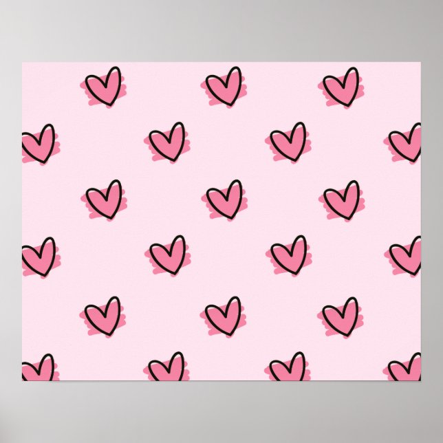 Cute Adorable Valentine's Day Red Hearts Pattern | Poster (Front)