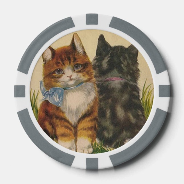 Cute Adorable Vintage Kittens Poker Chips (Front)