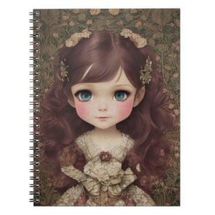 Cute Adorable Vintage Style Chibi Kawaii Girl Art Notebook