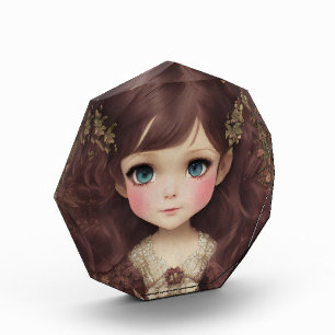 Cute Adorable Vintage Style Chibi Kawaii Girl Art Photo Block