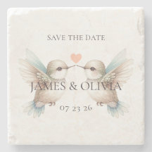 Cute Adorable Wedding Save the Date Stone Coaster
