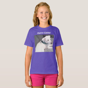 Cute Adorable White Puppy Dog Purple Easter Gift T-Shirt