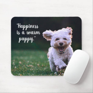 Cute Adorable White Puppy Mouse Mat