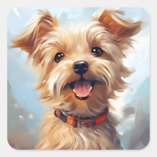 Cute Adorable Yorkie Yorkshire Terrier Dog Square Sticker