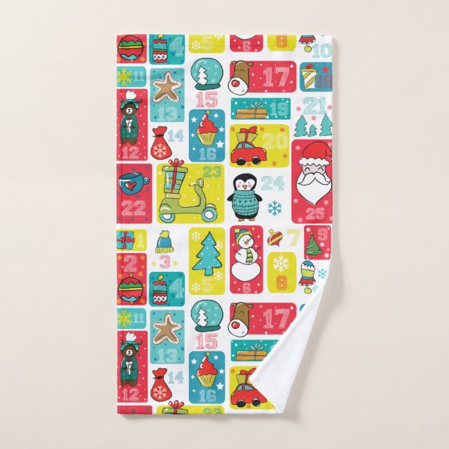 Cute Advent Calendar Christmas Hand Towel (Hand Towel)