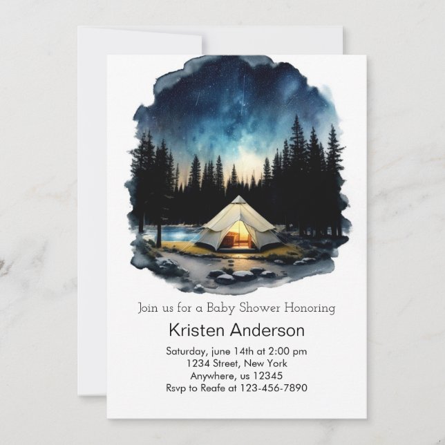 Cute Adventure Awaits Among Mountains Baby Shower Invitation (Front)