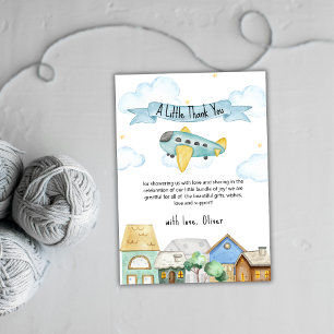 Cute Adventure Awaits Aviator Baby Shower  Thank You Card