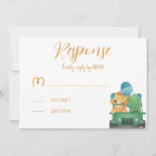 Cute Adventure Dinosaurs Baby Shower RSVP Cards