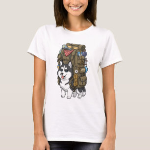 Cute Adventure Husky Dog Carrying Oversize T-Shirt