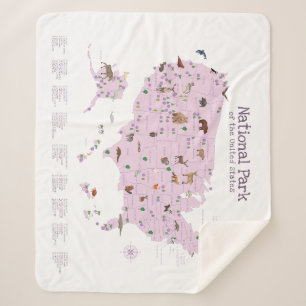 Cute Adventure National Park Map Woodland Nursery  Sherpa Blanket