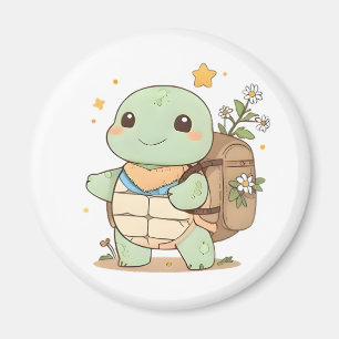 Cute Adventure Turtle Traveller Kawaii Design Magnet