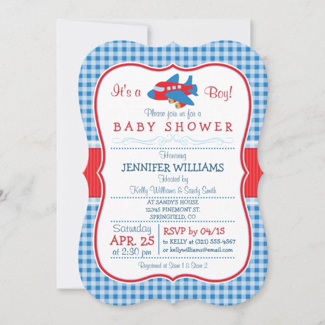Cute Aeroplane Baby Shower Invitation (Front)