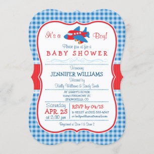 Cute Aeroplane Baby Shower Invitation