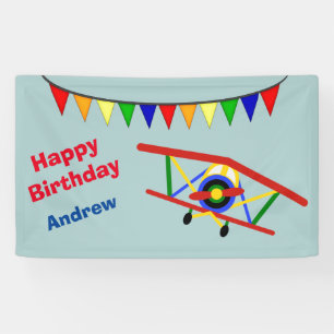 Cute Aeroplane Boy's Birthday Party Banner