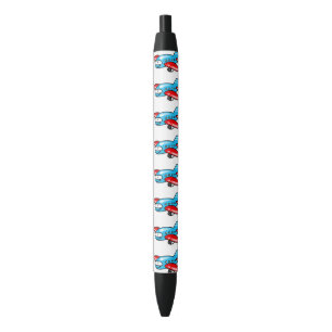 cute aeroplane cartoon black ink pen